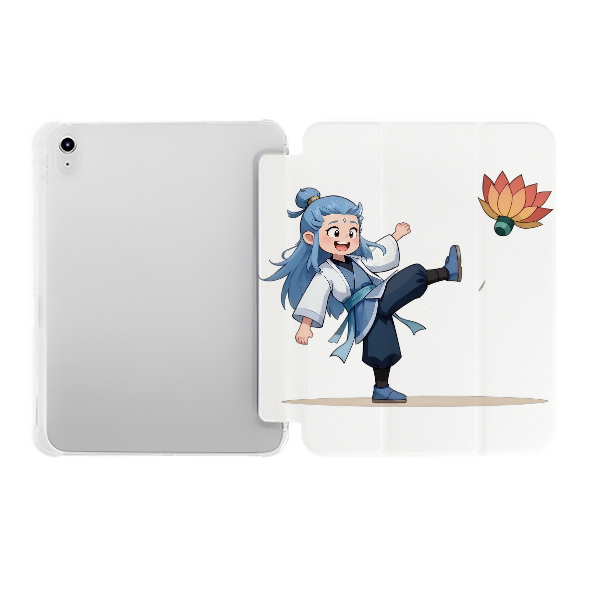 （画像用） Ne Zha 2 ナタ 魔童の大暴れ IPad ケース ペン収納付き 三つ折りスタンド PUレザー×シリコン 対応機種9.5/10.5/10.9インチ